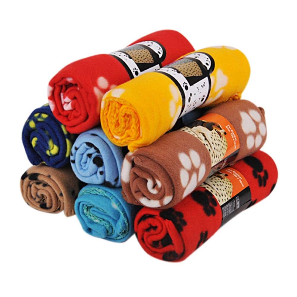Coperta per Gatti Pet Morbida Coperta Calda Cane Gatto Carino Floreale Zampa Letti Cucciolo Doppia Faccia Mat per Divano Auto Sedile Posteriore 5Pz Blu