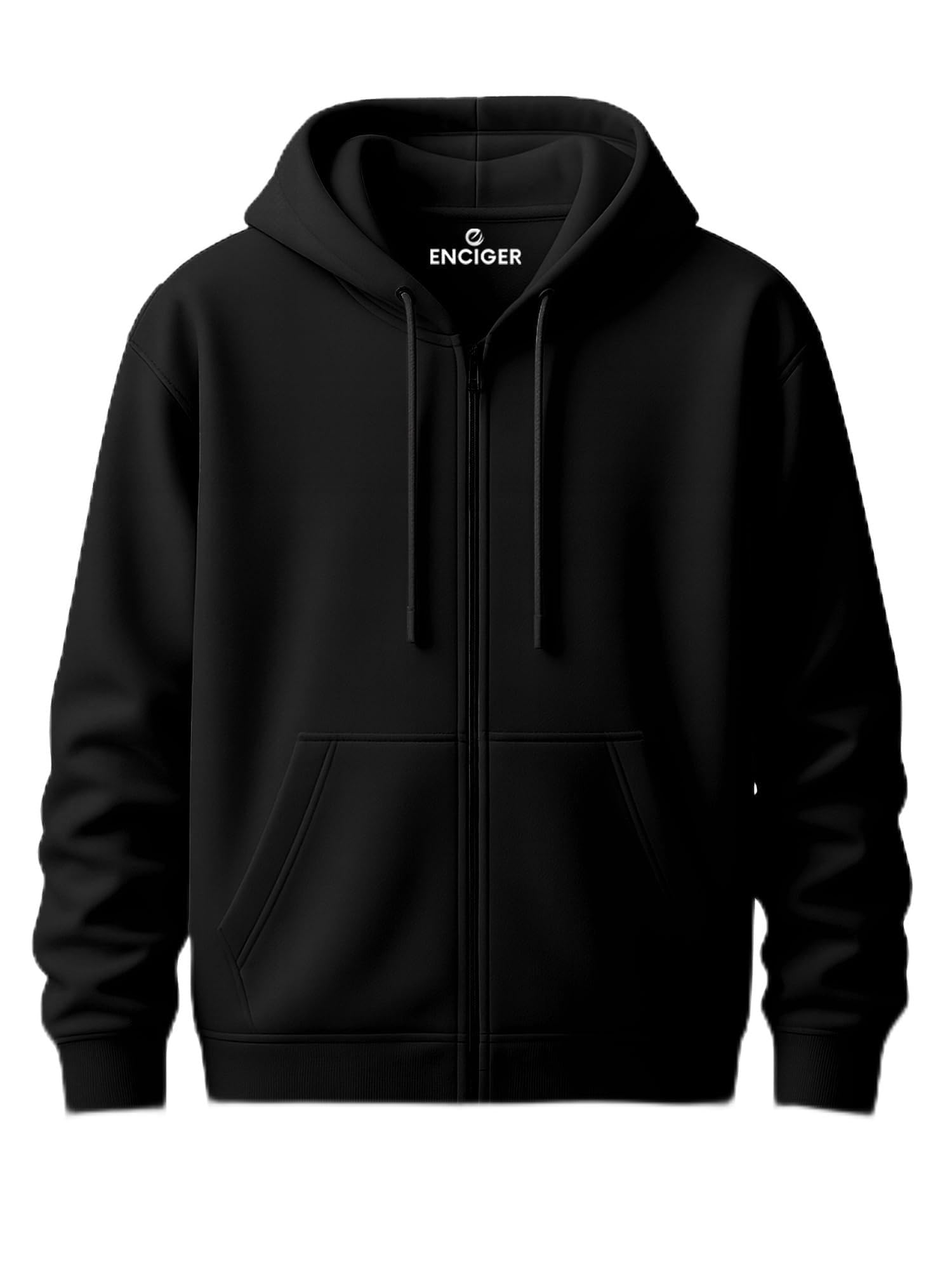 enciger Mens Full Zip Hooded Sweatshirt – Premium Fleece Black Hoodie with Front Pockets | Casual & Athletic Wear-picture-22