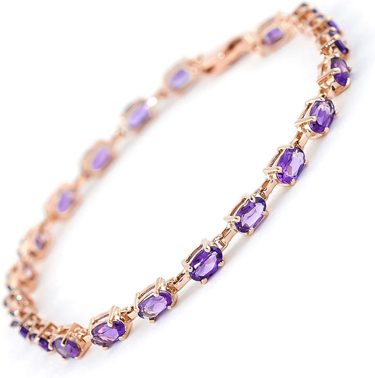 Galaxy Gold GG 14K Solid Gold, Natural Amethyst Bracelet - February Birthstone, Stone of Peace & Clarity, Fine Jewelry for Women