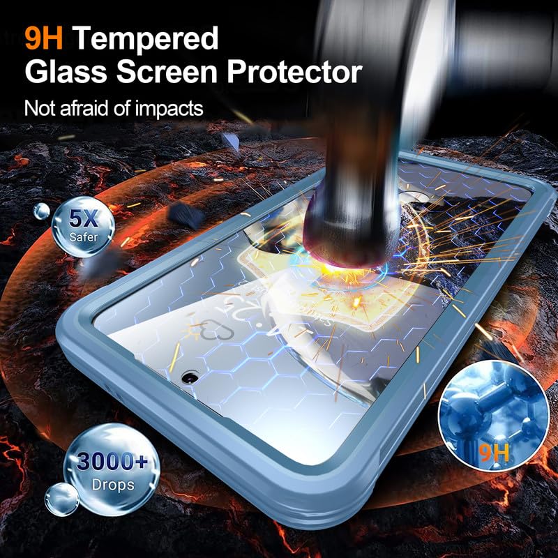 Image of LuxuryKase Shockproof Front & Back Cover for Samsung Galaxy S25 Plus with Full Body Protection | Strong Grip | Camera & Screen Guard | Wireless Charging Support | Durable TPU+PC Design - Blue