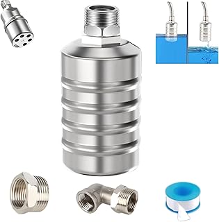 Float Valve, 1/2" 3/4'' Auto Fill Shut off Water Tank Float Valve, 304 Stainless Steel Fully Automatic Water Level Control Valve, Float Valve for Water Tank (1/2''Male Thread)