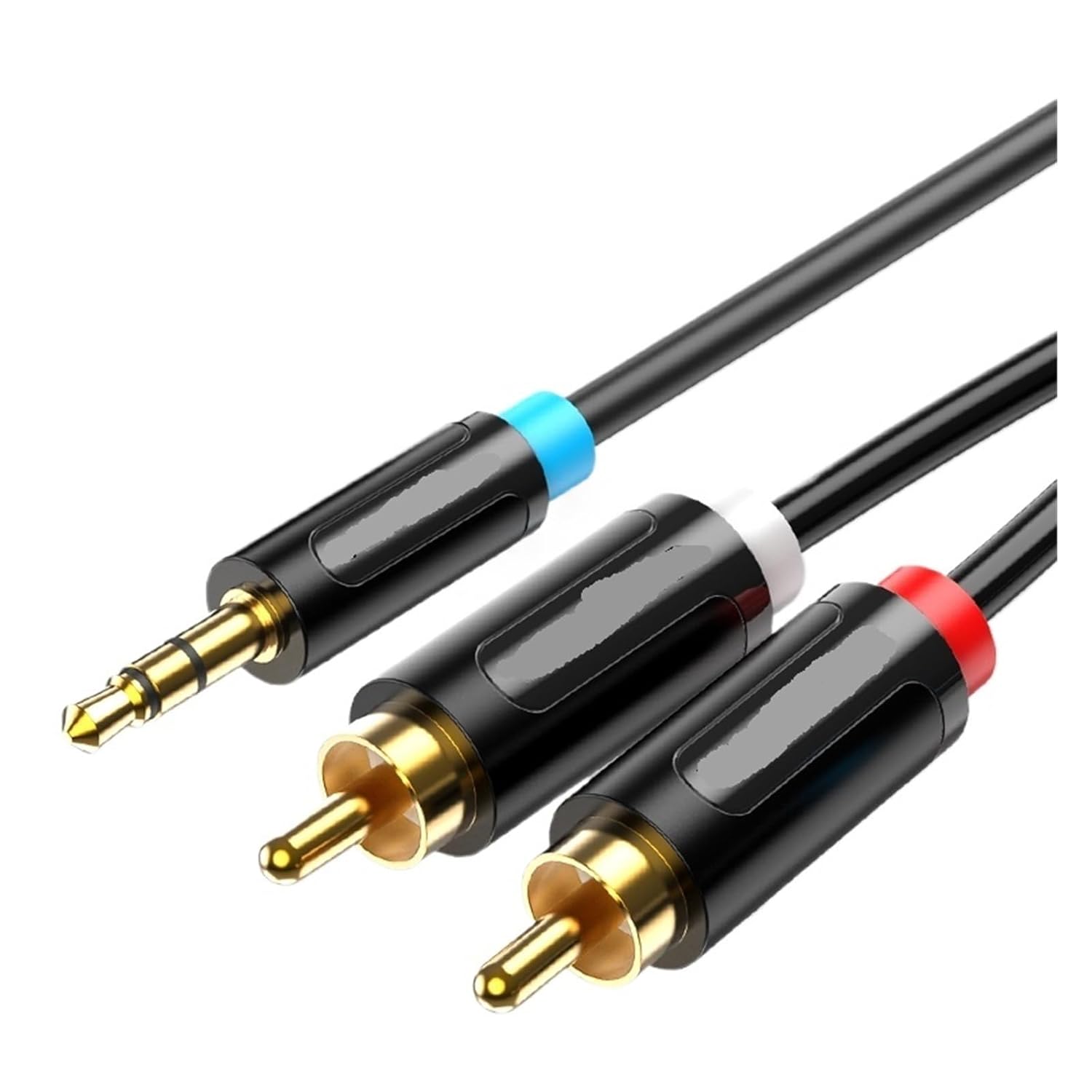 R/CA Cable HiFi Stereo 3.5mm Ja-ck to 2RCA AUX .5 Y Splitter for Amplifiers Home Theater(Black,5m)