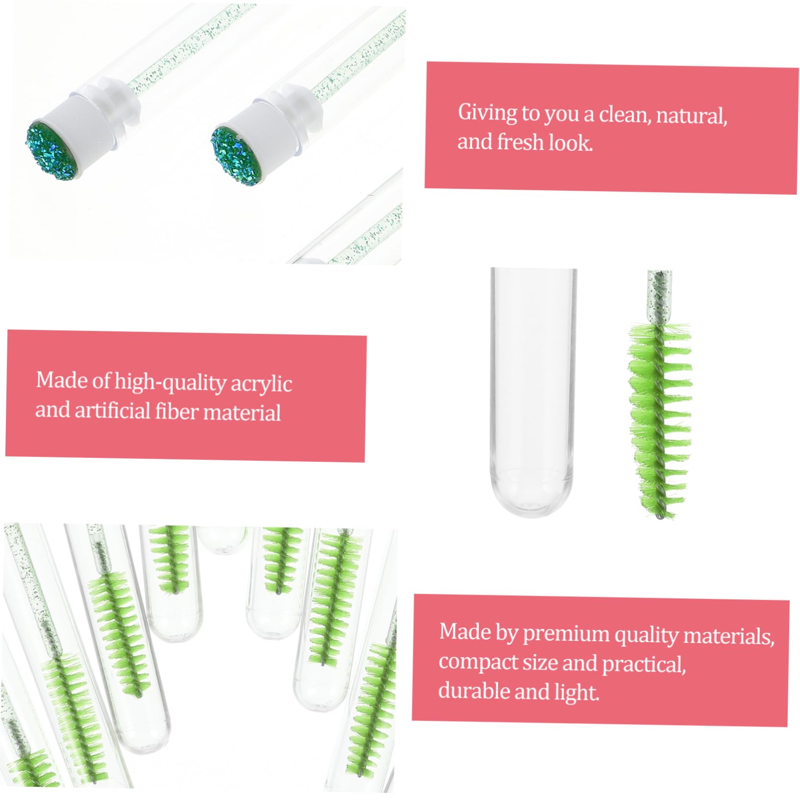 ARTSEWPLY 10Pcs Eyelash Extensions Brush with Glitter Tube Ergonomic Eyebrow and Eyelash Comb for Precise Makeup Application for Travel and Deep