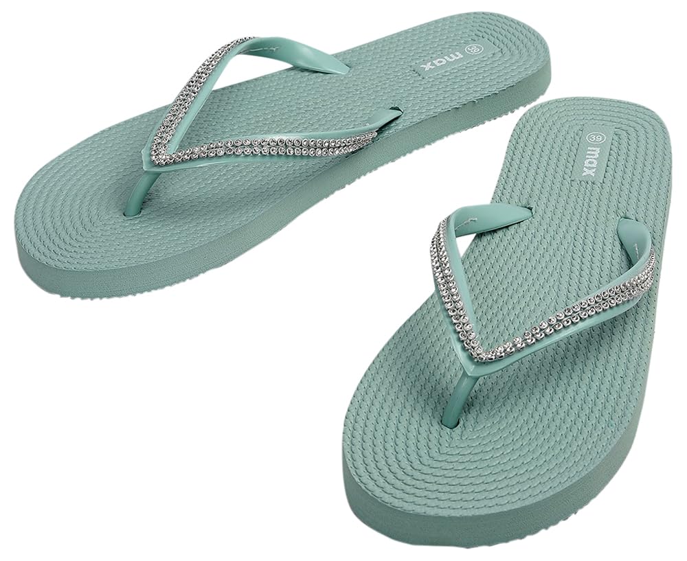 Max Women Embellished Flip Flops, Green 38 (B0D8J1RSHW) Amazon Price History, Amazon Price Tracker