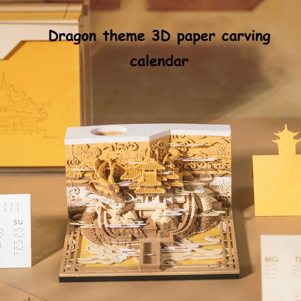 Calendario artistico fai da te con intaglio di carta a tema drago