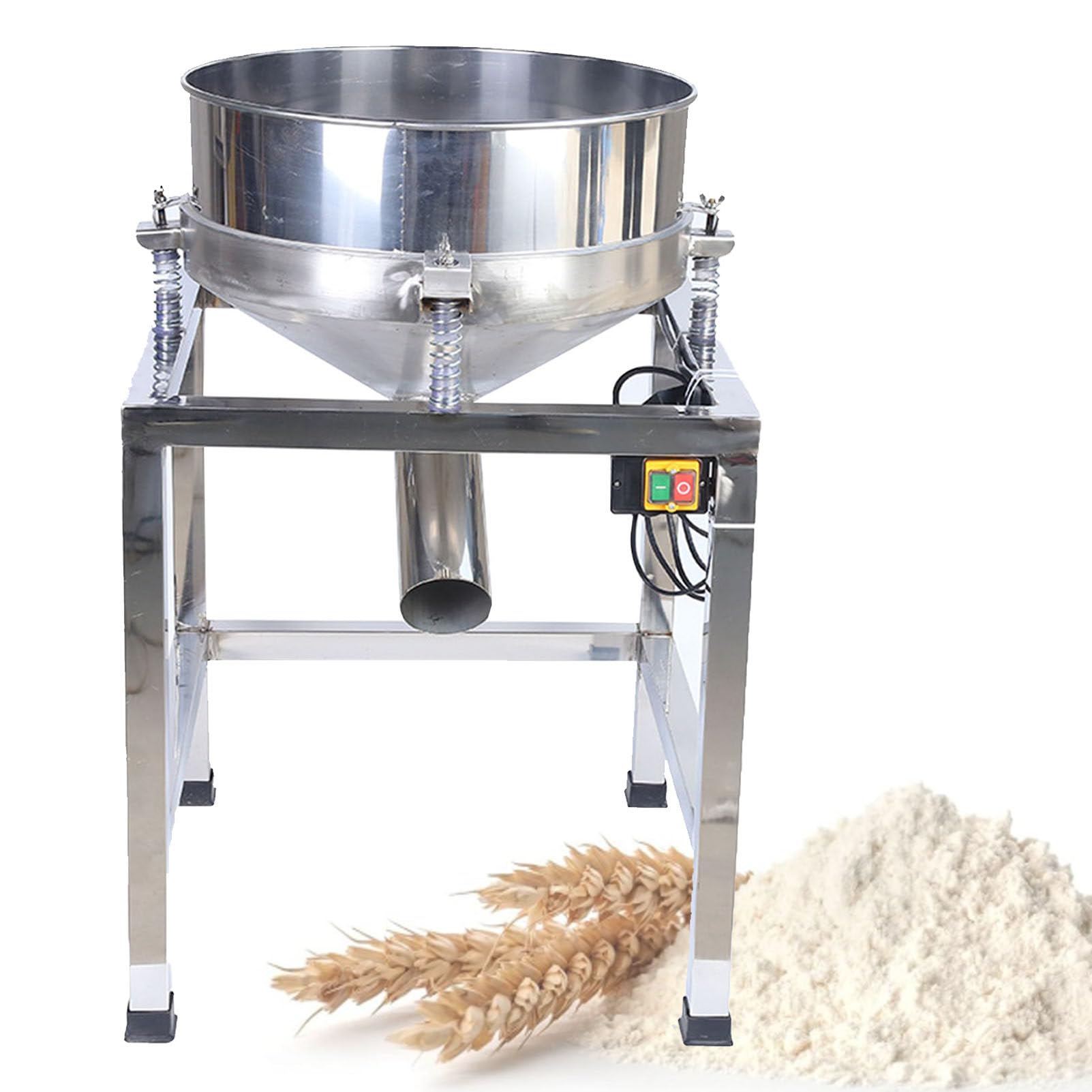 ksxnkhk Electric Stainless Steel Flour Sifter Shaker Machine, Automatic Vibrating Sieve for Industrial and Baking Use