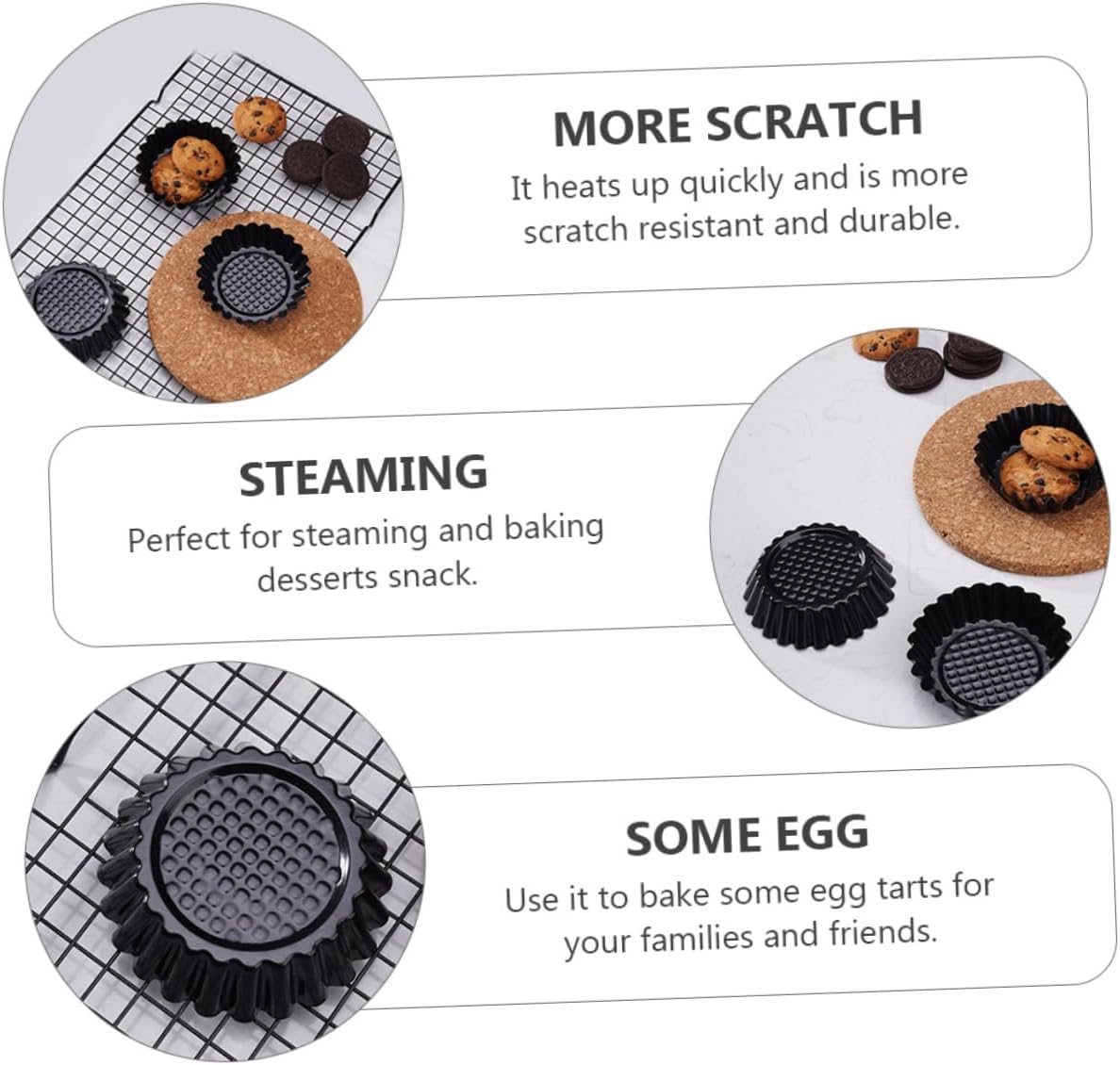 12pcs Mini Tart Pans Egg Tart French Egg Baking Set Non-stick for Diy Easy Clean for Cakes Pies Jellies Puddings