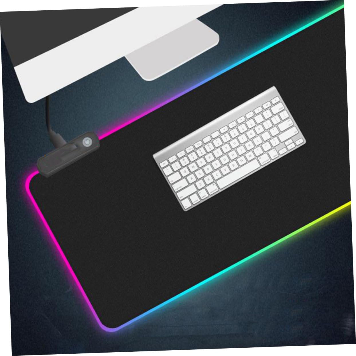 Tappetino Rgb Gaming 90x40 Cm Nero in Gomma e Stoffa