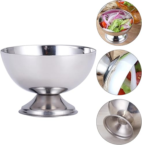 Miniatura 6 de BESTOYARD 2 unidades de acero inoxidable ensalada taza de helado con pies platos condimentos tazón de taza de salsa de inmersión