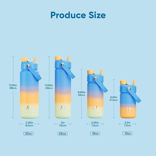 Miniatura 424 de ENCOOL Botella de agua aislada con popote, de acero inoxidable, a prueba de fugas, sin BPA, al vacío de doble pared que se mantiene fría durante 24