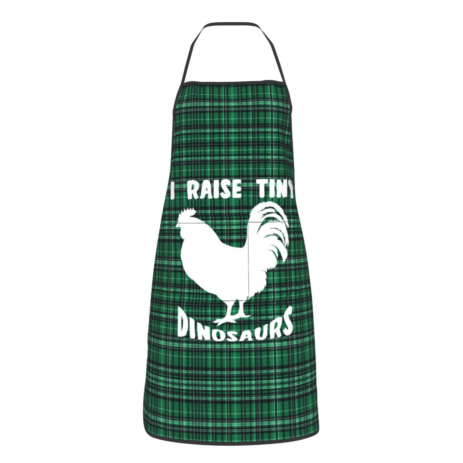 nopicsn I Raise Tiny Dinosaurs Apron for cooking with Pockets Women Men Kitchen Chef Funny Aprons