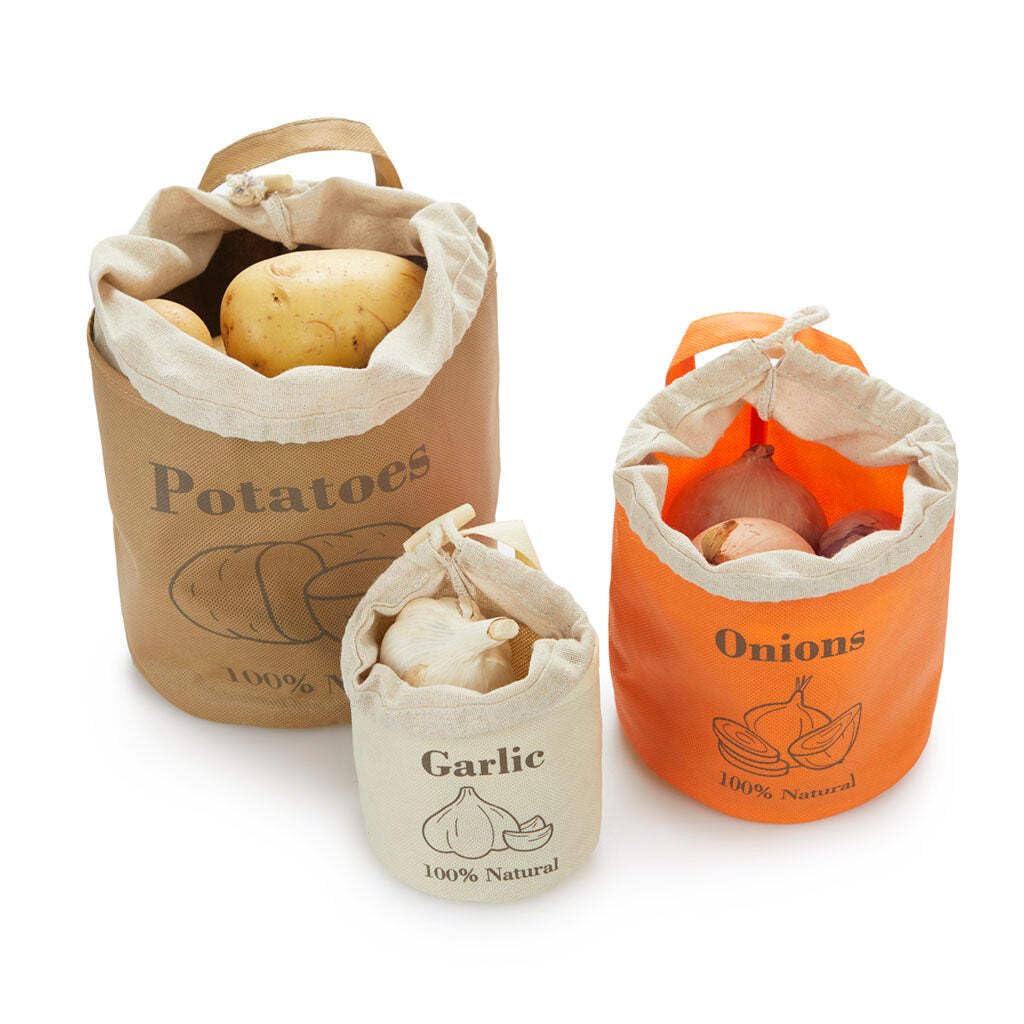 Balvi Lot de 3 Sacs à Légumes Respirants avec Poignées
