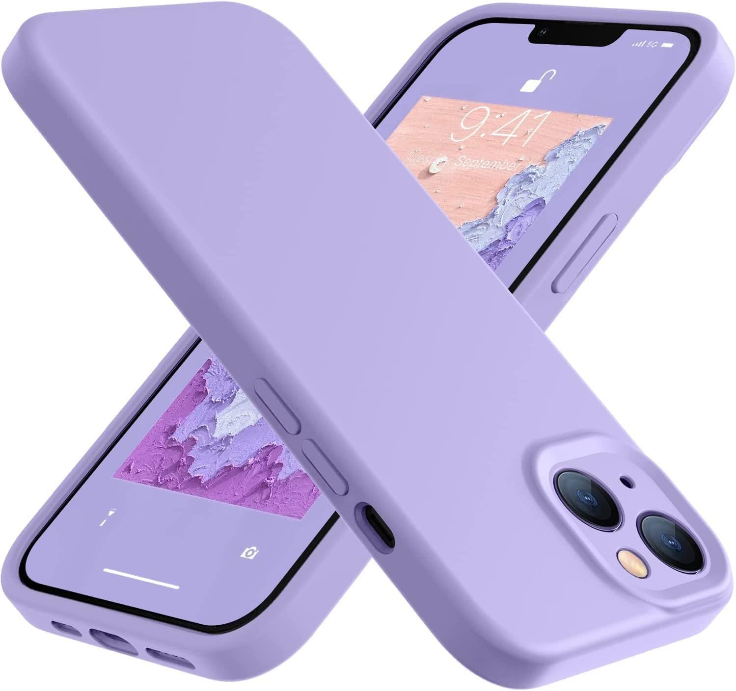 mobistyle Designed for iPhone 13 Cover Soft Liquid Silicone Slim Protective Shockproof with Anti-Scratch Microfiber Lining Phone Back Cover Case (Purple)