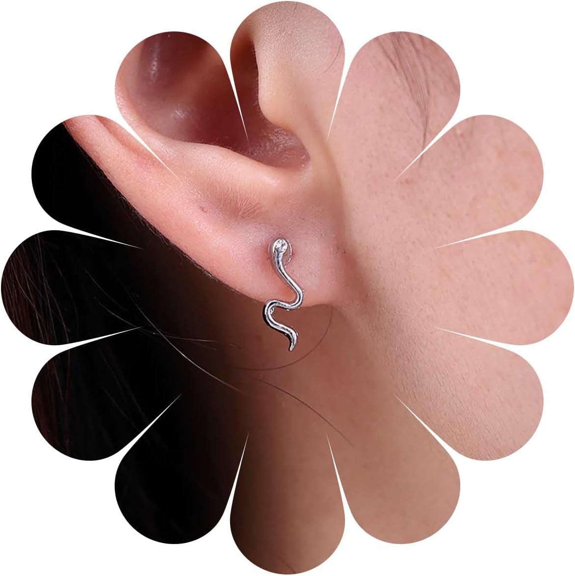 Boho Crystal Snake Earrings Silver Snake Stud Earrings Punk Small Serpent Earrings Minimalist Snake Animal Earrings Jewelry for Women