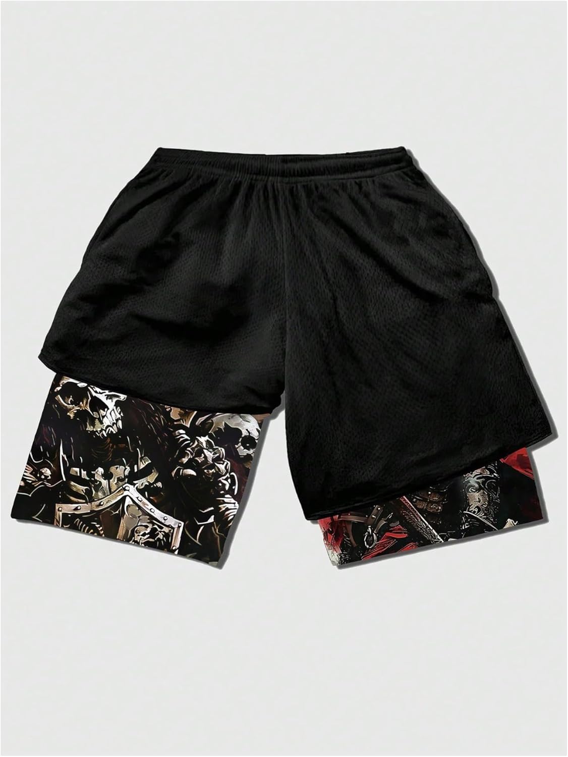 WDIRARA Men's 2 in 1 Shorts Graphic Letter Print Drawstring Workout Running Gym Shorts with Pockets - Image 2