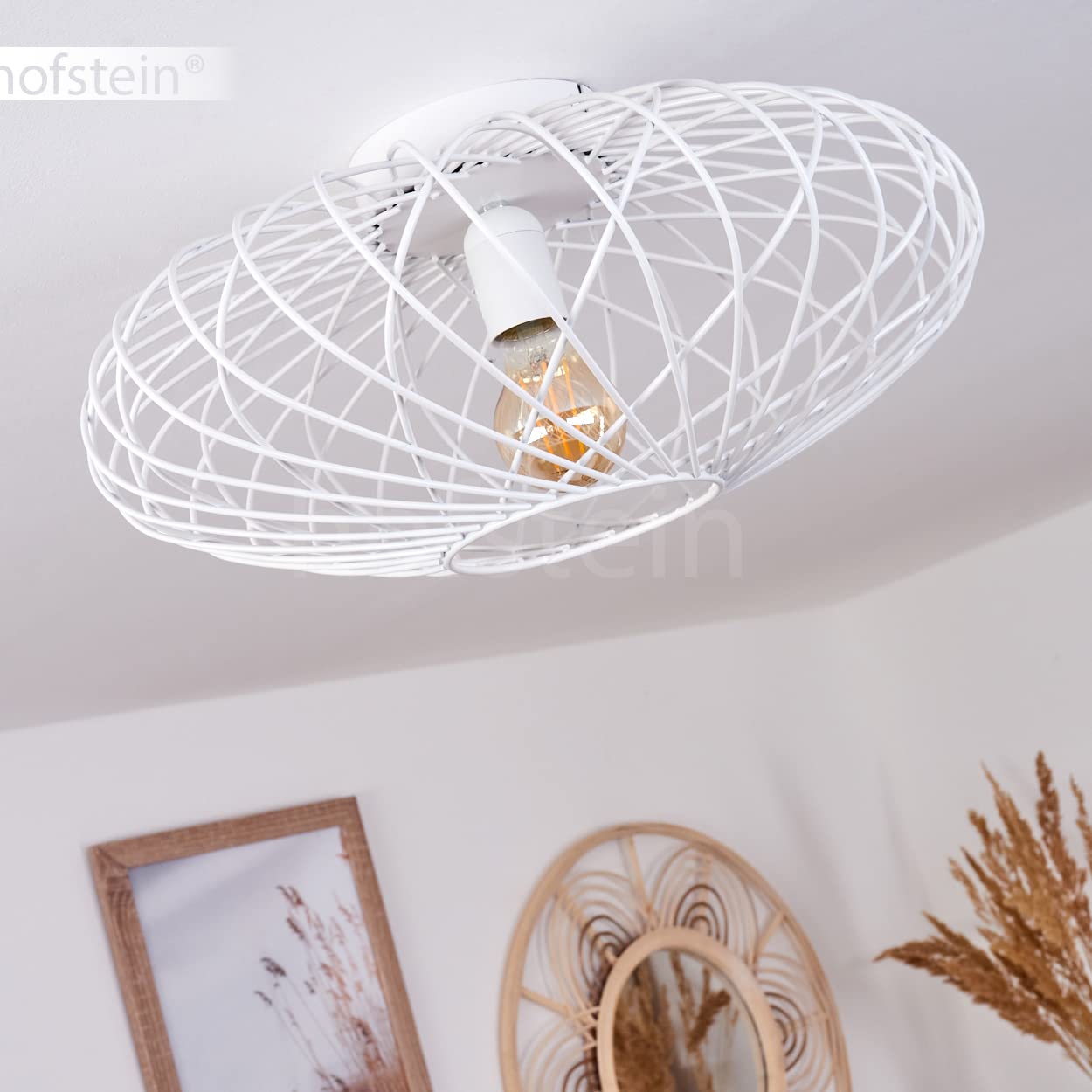 Vintage vijftiger jaren plafondlamp van melkglas - Retro