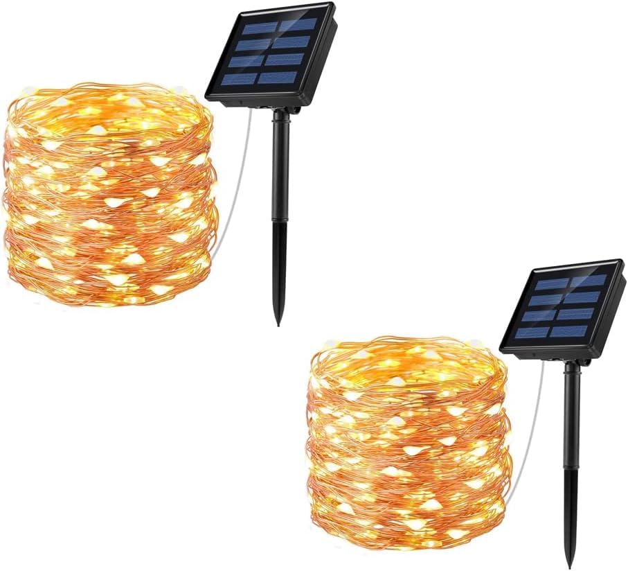 MUZENS 2 Pack Cadena Luces Solares para Exterior 22M 200 LED 8 Modos IP65 Impermeable Guirnaldas de Luces Solares...
