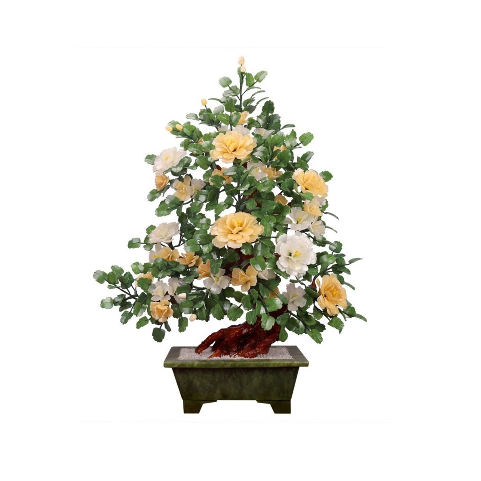 Fake Tree Artificial Bonsai Tree Fake Jade Carving Crafts for Desk Table Office Indoor Decor