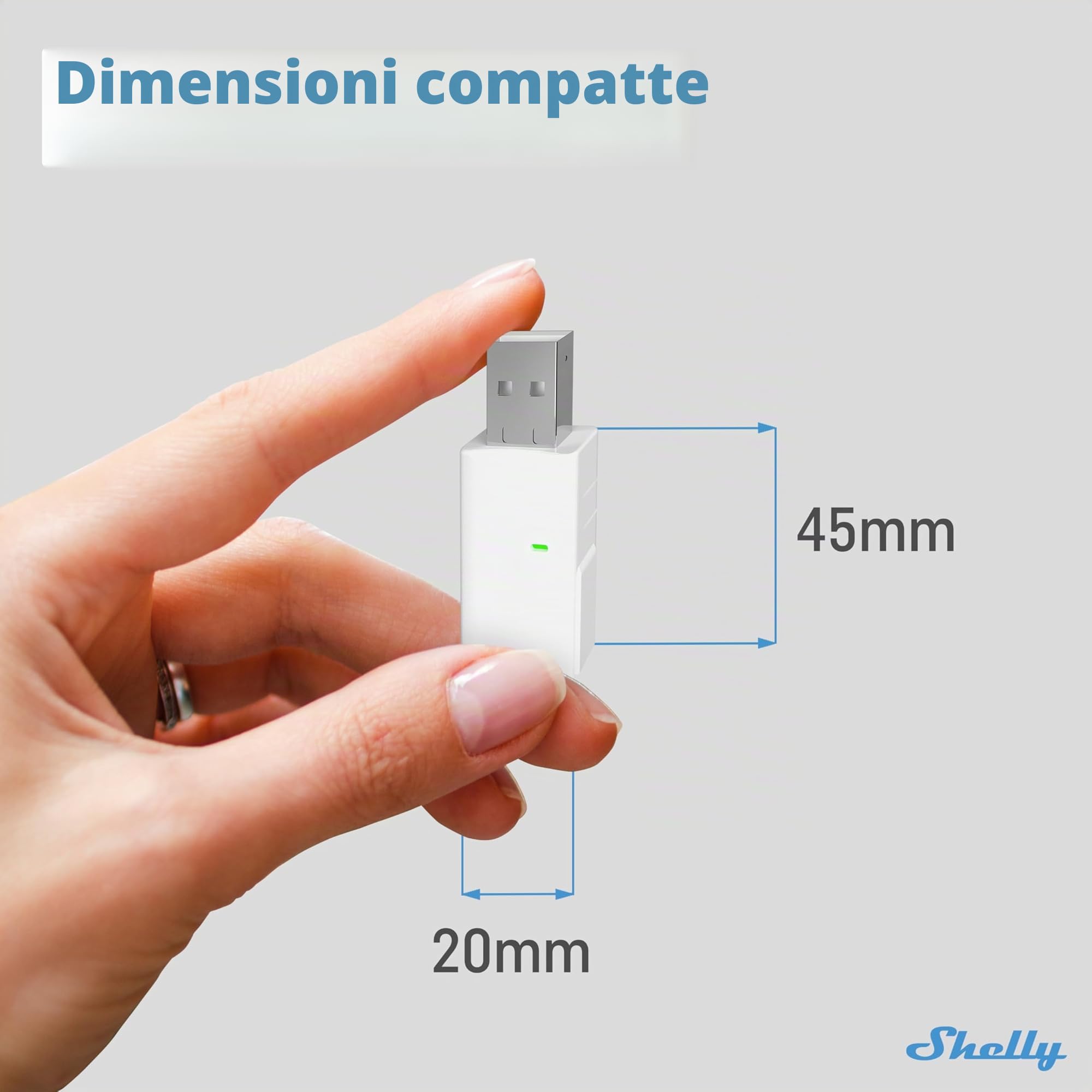 Shelly BLU Gateway Bluetooth WiFi Dongle USB-A Domotica Compatibile Alexa Google Home App iOS Android Senza Fili Ripetitore