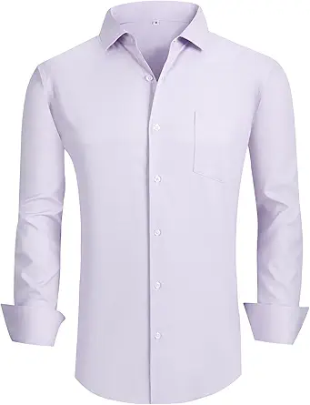 Alex Vando Mens Bamboo Dress Shirts Wrinkle Free Regular Fit Stretch Button Down Shirt