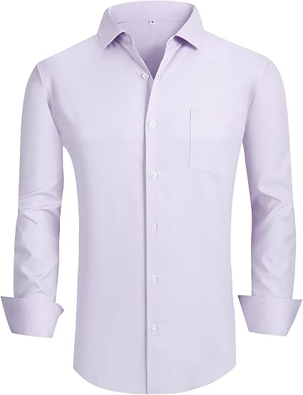 Alex Vando Mens Bamboo Dress Shirts Wrinkle Free Regular Fit Stretch Button Down Shirt
