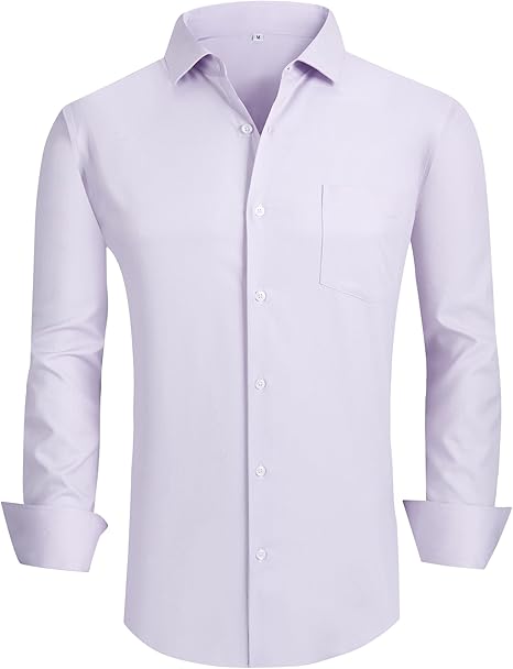 Alex Vando Mens Bamboo Dress Shirts Wrinkle Free Regular Fit Stretch Button Down Shirt