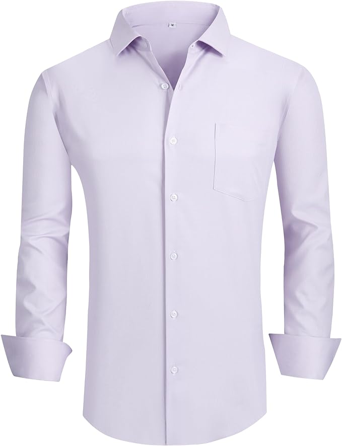 Alex Vando Mens Bamboo Dress Shirts Wrinkle Free Regular Fit Stretch Button Down Shirt
