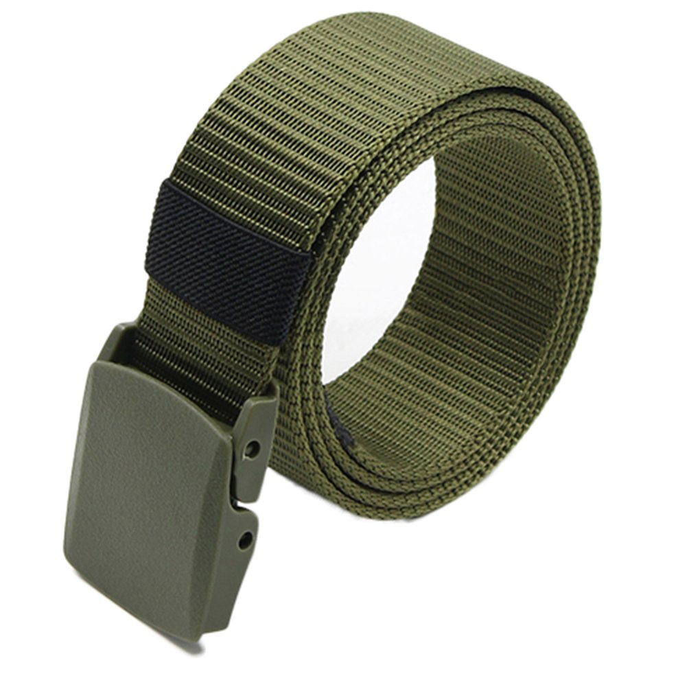 Gemini_mall Men's Army Green Gemini_mall® Nylon Canvas Breathable Military Tactical Waist Belt With Plastic Buckle (Army Green)