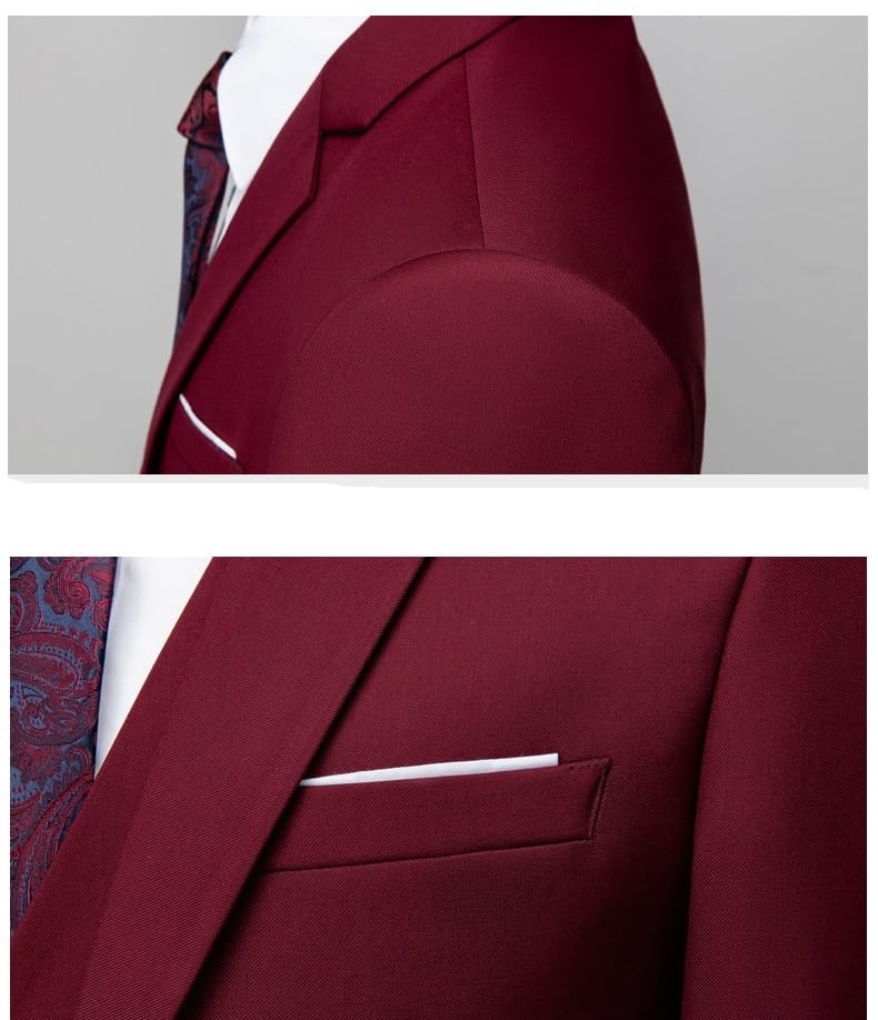 Men’s Business Formal Three Piece Suit with Pants Vest Classic Tuxedo for Wedding and Birthday Parties2