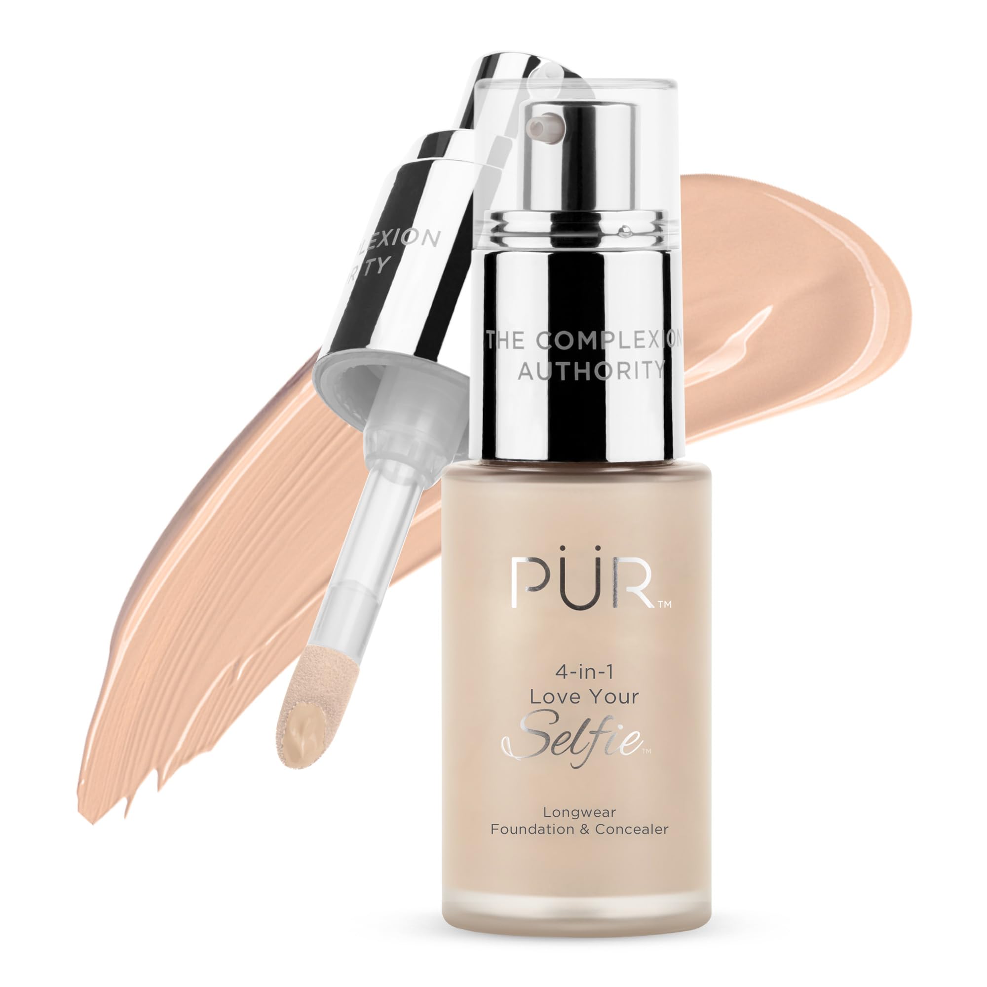 Photo 1 of PÜR MINERALS 4-in-1 Love Your Selfie Longwear Foundation and Concealer - Unique, Dual-Applicator Component - Covers Blemishes and Imperfection - Reduce Fine Lines and Wrinkles - MG2 - 1 oz Makeup
