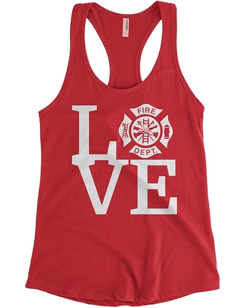 Women's Love Fire Department Firefighter Fire Fighter Racerback Tank Top