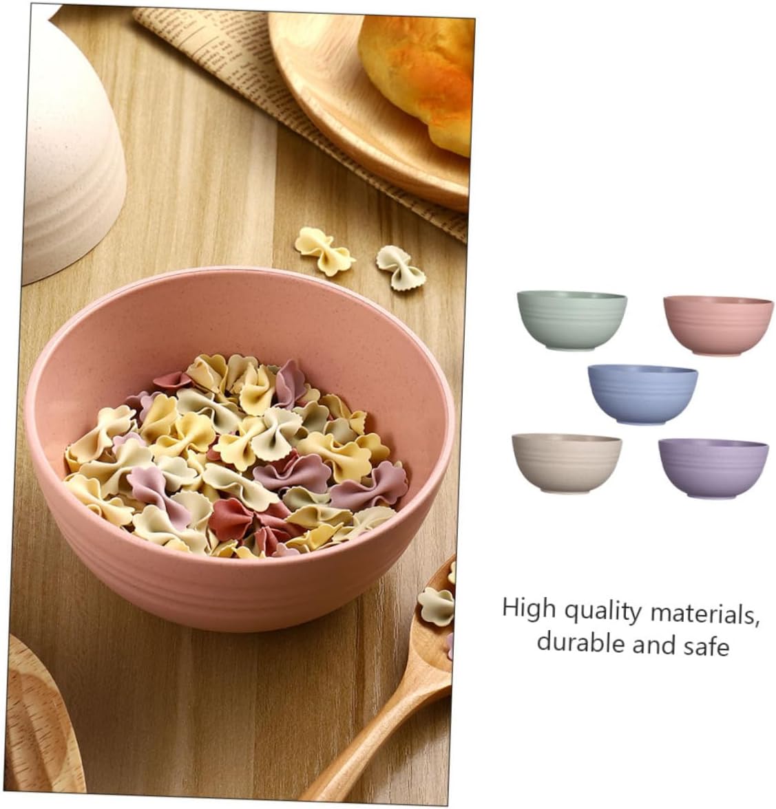 VALICLUD Wheat Straw Soup Bowl Set Xmas 5 Pcs for Instant Noodles image 5