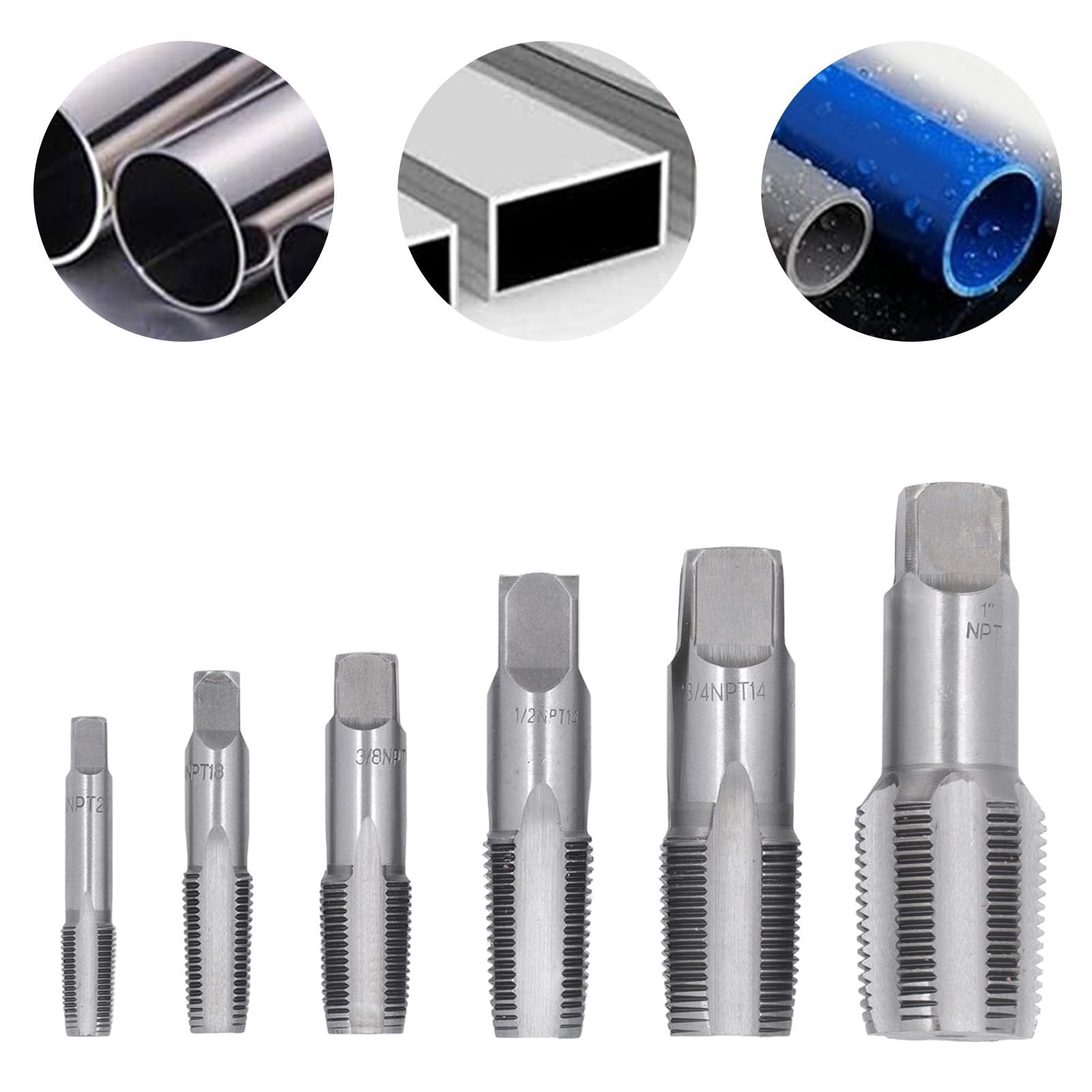 Set di Rubinetti NPT 6 Pezzi in Acciaio Al Carbonio Filettati per Impianti Idraulici Tubi 1 3/4 1/2 3/8 1/4 1/8