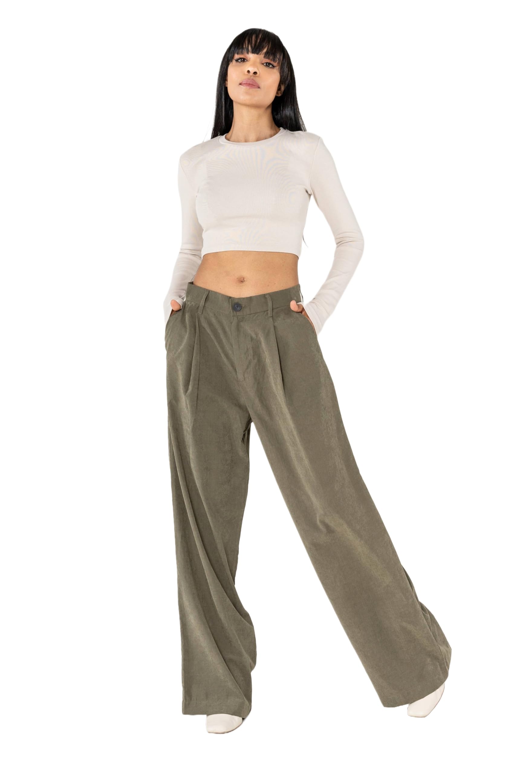 Nina Carter K901 Pantalon large élégant pour femme – Pantalon palazzo fluide en tissu léger jambe large pantalon de début de saison