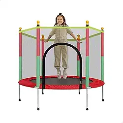 Cama Elástica Pula Pula Trampolim Infantil Colorida Criança Playground Rede com Zíper 1,4m
