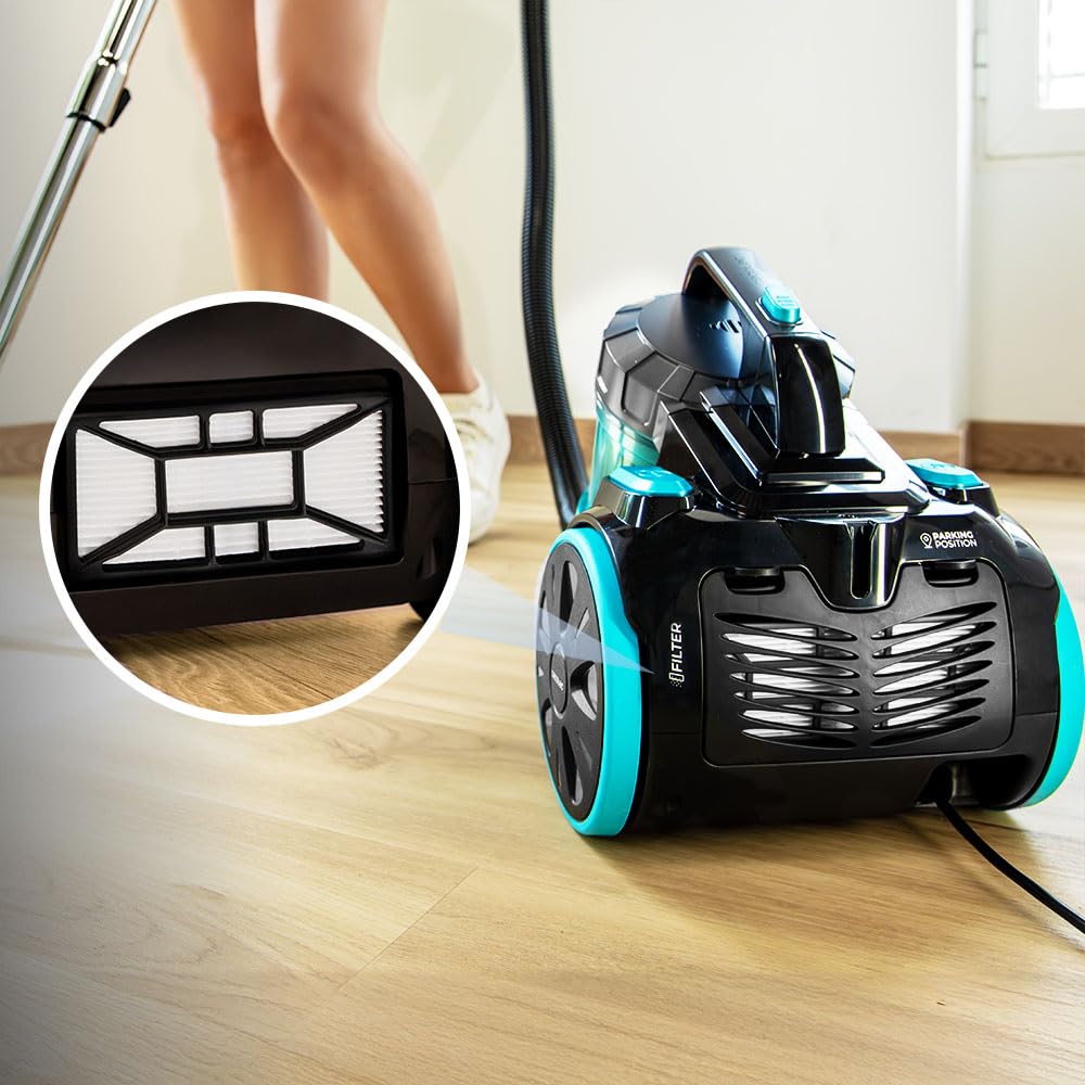 Cecotec Conga Rockstar Cyclonic XL bezworkowy odkurzacz do sań 890 W, zbiornik o dużej pojemności 2,5 l, filtr o wysokiej wydajności, regulowana metalowa rura teleskopowa oraz akcesoria meblowe i