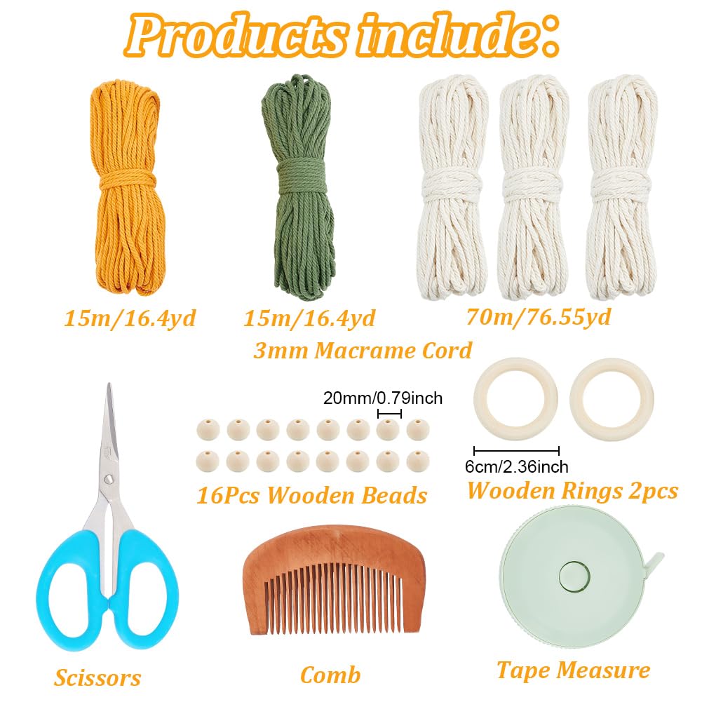 FREEBLOSS 2 Set Kit D'Accrochage Mural en Macramé Suspension Murale en Macramé Feuilles Tapisserie DIY pour Débutants Décoration Murale