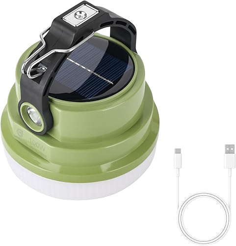 Miniatura 1 de Linterna solar para campamento recargable, 2 en 1 10000 mAh recargable luz de campamento y cargador de teléfono para senderismo, viajes, luz
