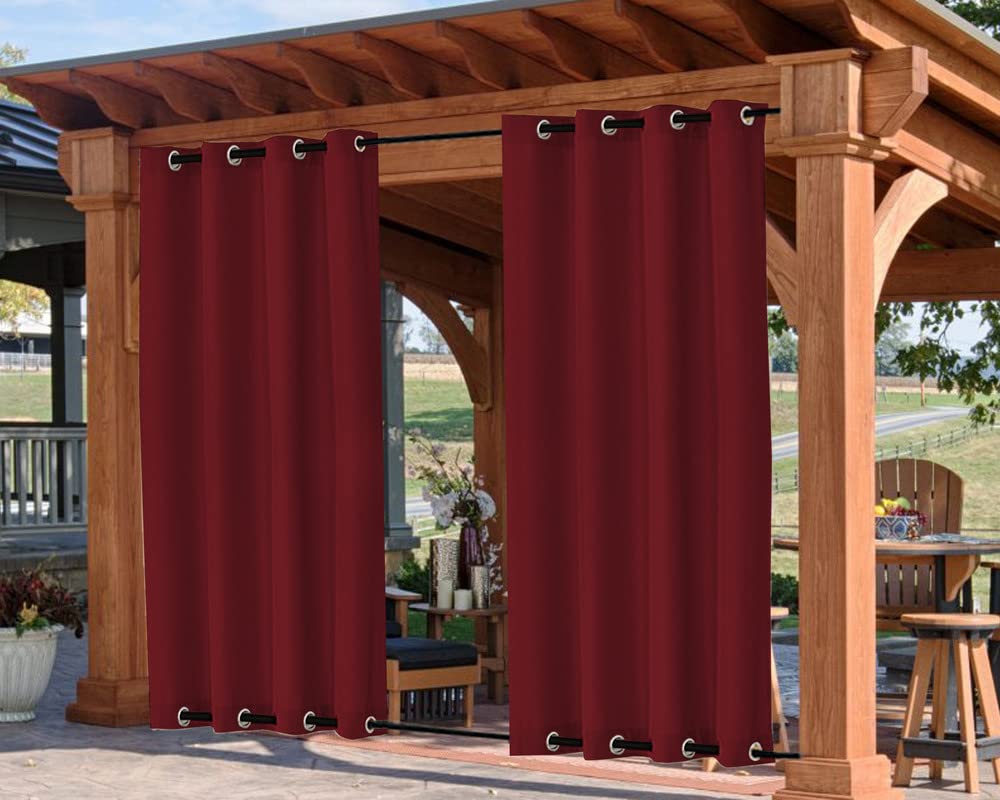 Duronet - Water Repellent Rain & Sun Light Blocking Top & Bottom Grommet with SS Eyelete Privacy Outdoor Curtains Pack of 2 (Burgundy 4.5X5 Feet)-picture-26