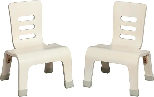 ECR4Kids Bentwood Chair, 8in Seat Height, Stackable Seats, White Wash, 2-Pack