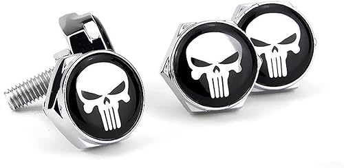 4 tornillos de fijación para matrícula, tornillos de placa de cráneo, kit decorativo de pernos de matrícula, apto para vehículos, motocicletas,