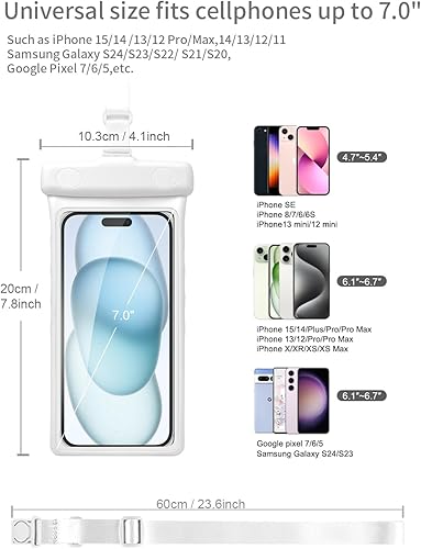 Miniatura 3 de wellhouse Funda impermeable para teléfono, estereoscópica 3D de 7 pulgadas, impermeable, bolsa seca para teléfono celular para iPhone 14, 13, 12,