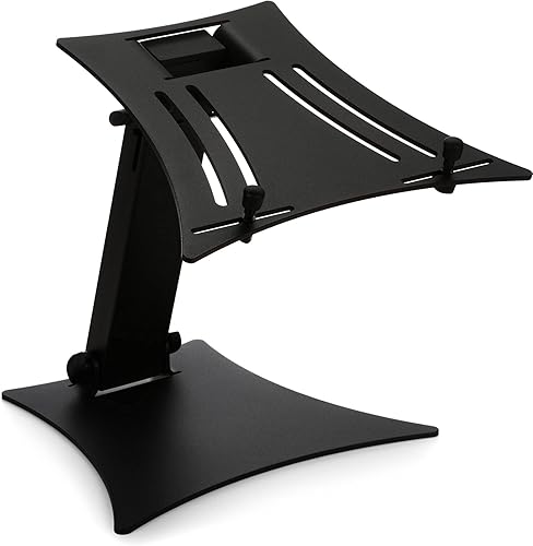 K&M Konig & Meyer 12190.000.56 - Soporte de mesa para portátil Escritorio de gran tamaño con pasadores de tope de seguridad 3 posiciones