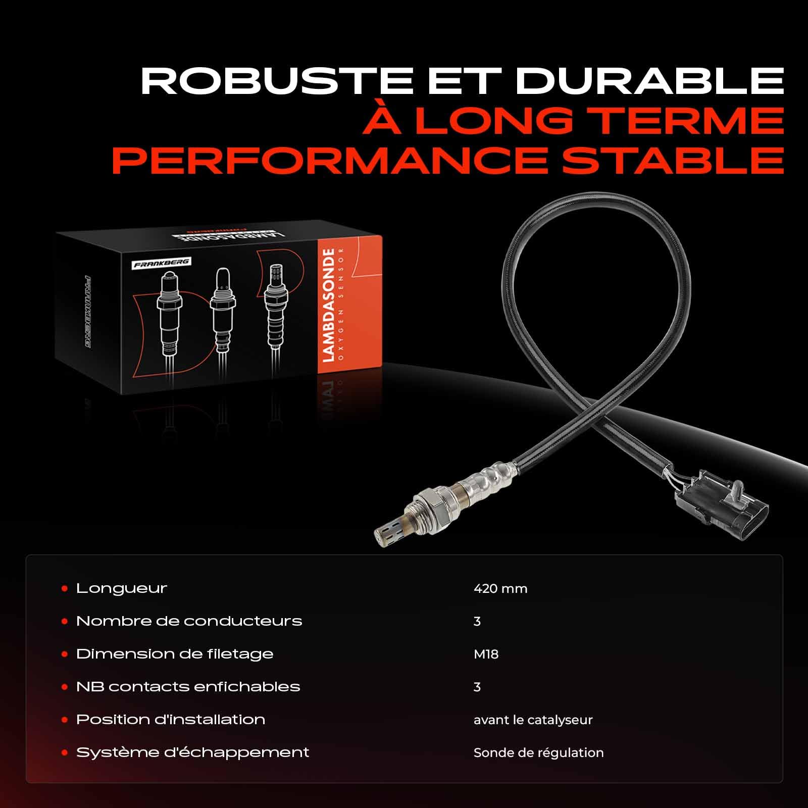 Frankberg sonde lambda, sonde de contrôle 7700872878 | Compatible avec: K.a.n.g.o.o Express FC0/1, Clio II BB CB, K.a.n.g.o.o KC0/1, Twingo I C06, Clio I 5/357 B/C57
