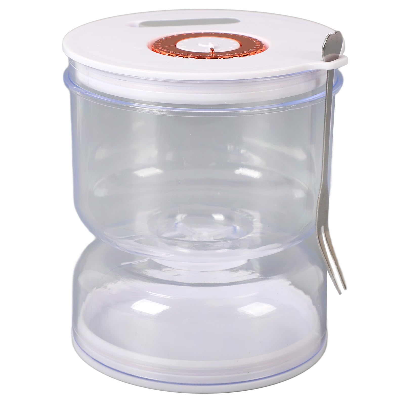 Luqeeg Pickle Jar with Strainer Flip & Stainless Steel Fork, Leakproof Airtight Hourglass Pickle Separator Jar Pickle Container for Olives, Gherkins, Sliced Pickles