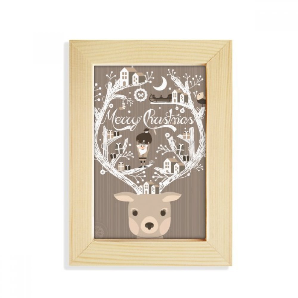 Regalo de Navidad original: marco de fotos de madera con arte de ciervos para familia