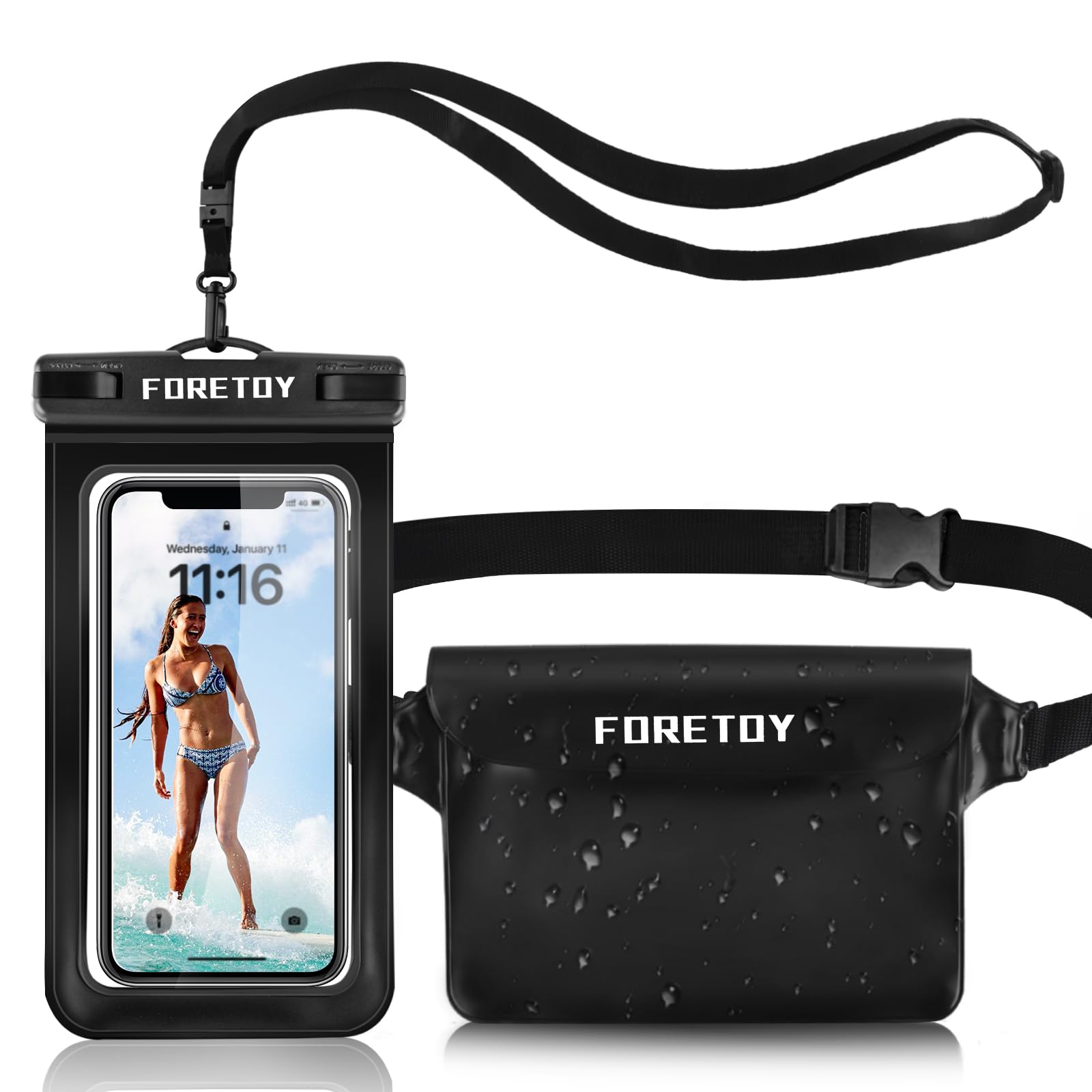 Borsa Impermeabile Mare, Custodia Impermeabile Smartphone, Sacca Stagna, Dry Bag, IP68 Marsupio Subacquea Impermeabile con Cintura Regolabile per Spiaggia Nuoto, Canottaggio, Pesca, Escursioni