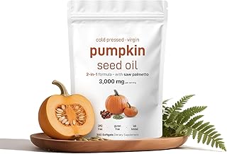 300 Premium Pumpkin Some Oil Capsules, Cold Pressed Pumpkin Extract for Hair Growth and Prostate Health, 3-Month Supply, Vegan, Non-GMO, Gluten Free