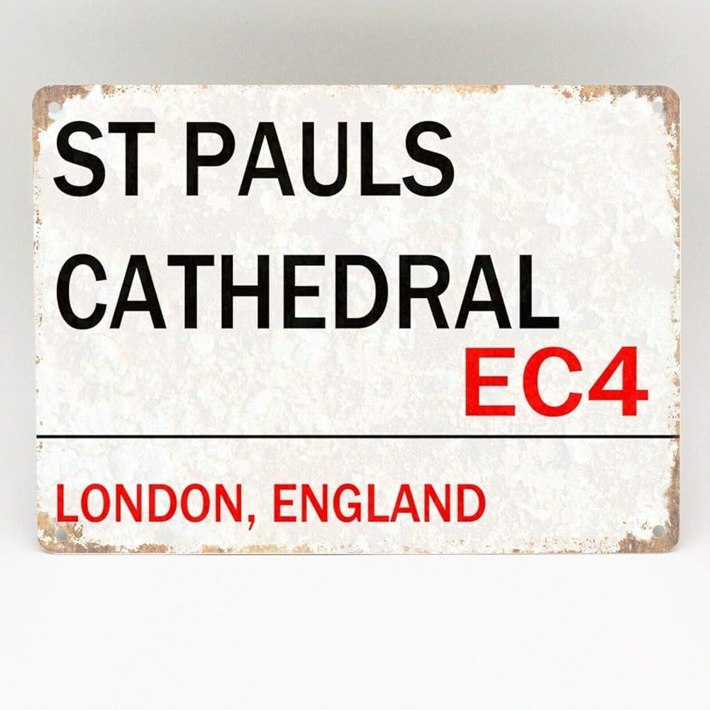Bioprocess St Pauls Cathedral Metal Sign London Street Road Wall Door Plaque 8X12 Inches