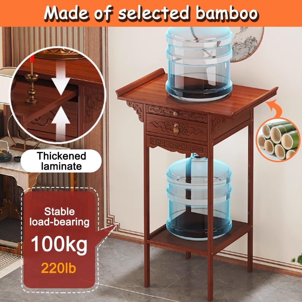 YVYKFZD Personal Shrine Altar Table, Simple Buddha Niche Chinese Altar Cabinet with Drawer, Bamboo Meditation Table Buddhist Altar for Living Room, Bedroom(50x33x100cm/19.6"x12.9"x39.3")